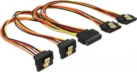 DeLOCK 15-Pin SATA Strom Stecker auf 4x 15-Pin SATA Strom Buchse, Adapterkabel, 2x gewinkelt, 30cm (60151)