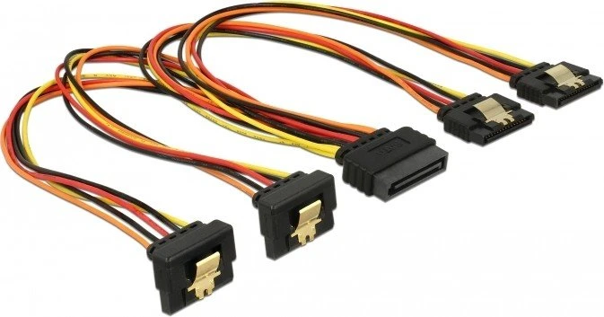 DeLOCK 15-Pin SATA Strom Stecker auf 4x 15-Pin SATA Strom Buchse, Adapterkabel, 2x gewinkelt, 30cm