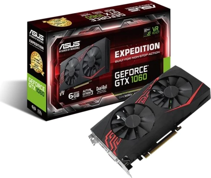 ASUS Expedition GeForce GTX 1060, EX-GTX1060-6G, 6GB GDDR5, DVI, 2x HDMI, 2x DP