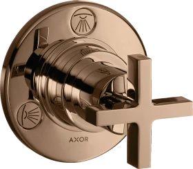 Hansgrohe Axor Citterio Ab- und Umstellventil Trio/ Quattro Unterputz mit Kreuzgriff polished red gold