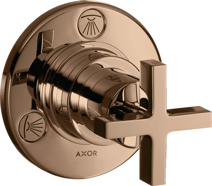 Hansgrohe Axor Citterio Ab- und Umstellventil Trio/ Quattro Unterputz mit Kreuzgriff polished red gold