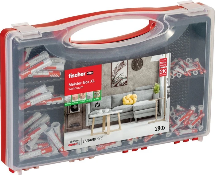 fischer DuoPower Meister-Box XL Wohnraum Dübel-Sortiment inkl. Koffer, 280 Stück