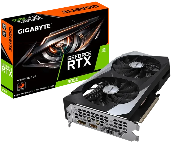 GIGABYTE GeForce RTX 3050 Windforce 8G, 8GB GDDR6, DVI, HDMI, DP