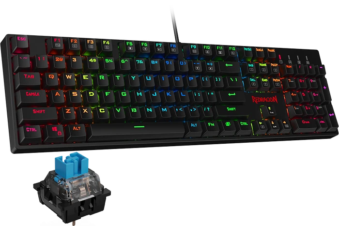 Redragon K582 Surara, LEDs RGB, hot-swap, Gaote Outemu BLUE, USB, US