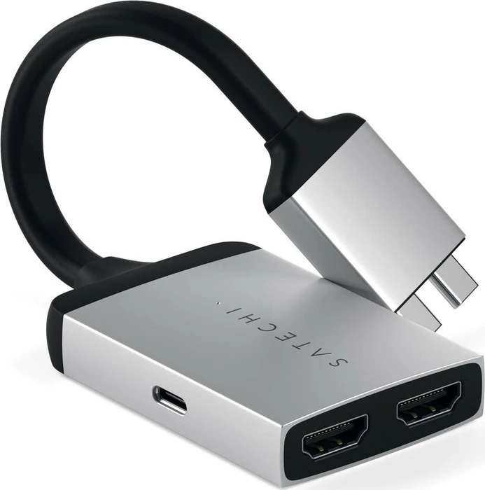 Satechi 4K 60Hz 2x USB-C auf Dual HDMI Adapter, silver