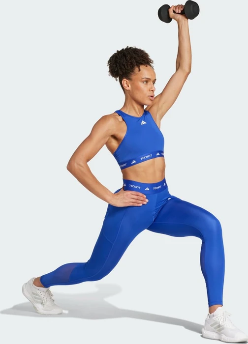 adidas Techfit Stash Pocket Full-Length Hose lang semi lucid blue (Damen)