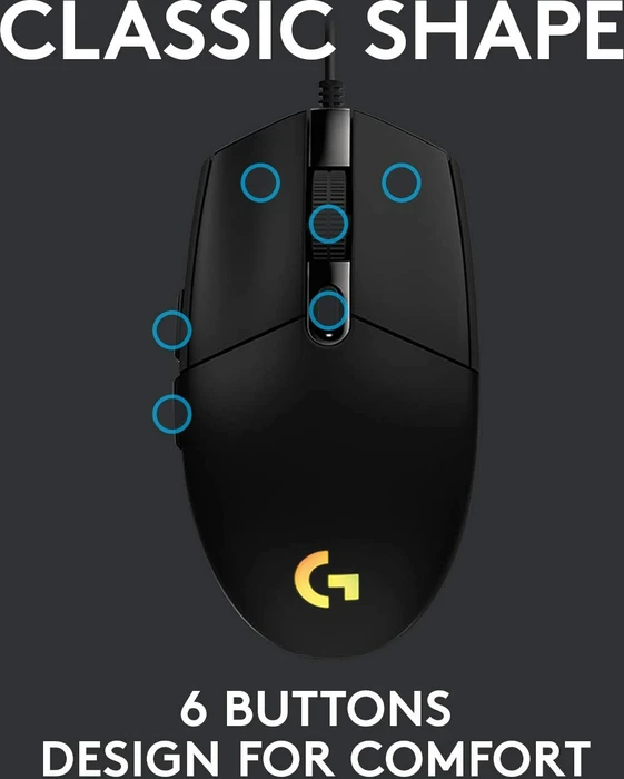 Logitech G203/G102 Lightsync schwarz, USB