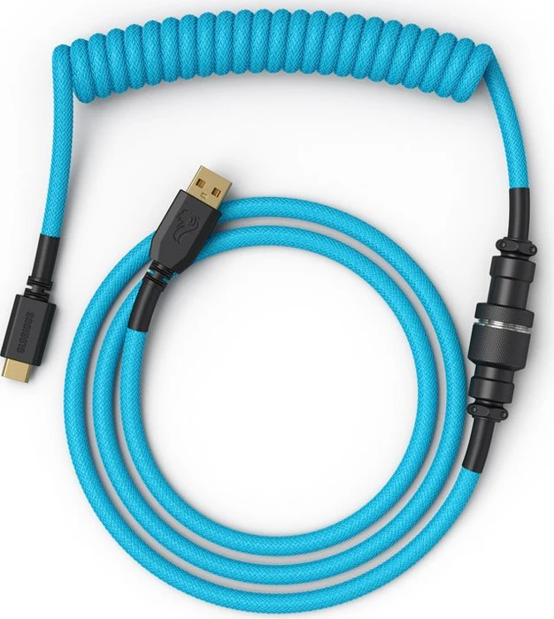Glorious Coiled Cable USB-C auf USB-A, Tastaturkabel (Spiral-Textilkabel), 1.37m, blau