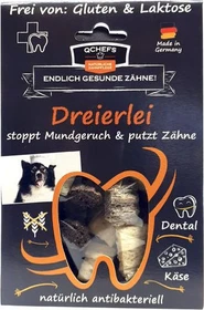 Qchefs Dreierlei Zahnputzsnack für Hunde, 65g