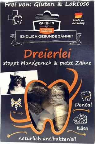 Qchefs Dreierlei Zahnputzsnack für Hunde, 65g