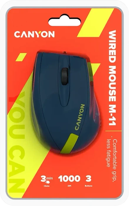 Canyon M-11 Wired Mouse, blau/gelb, USB