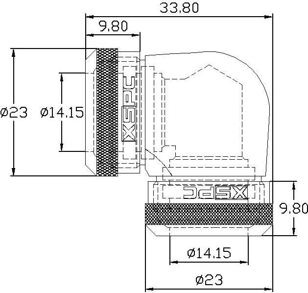 XSPC 14mm 90° L-Verbinder für Rohre, verchromt