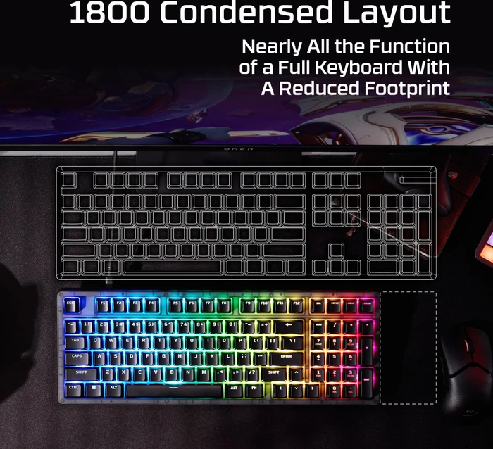 HP HyperX Origins 2 1800, schwarz/transparent, LEDs RGB, HyperX Linear, USB, DE
