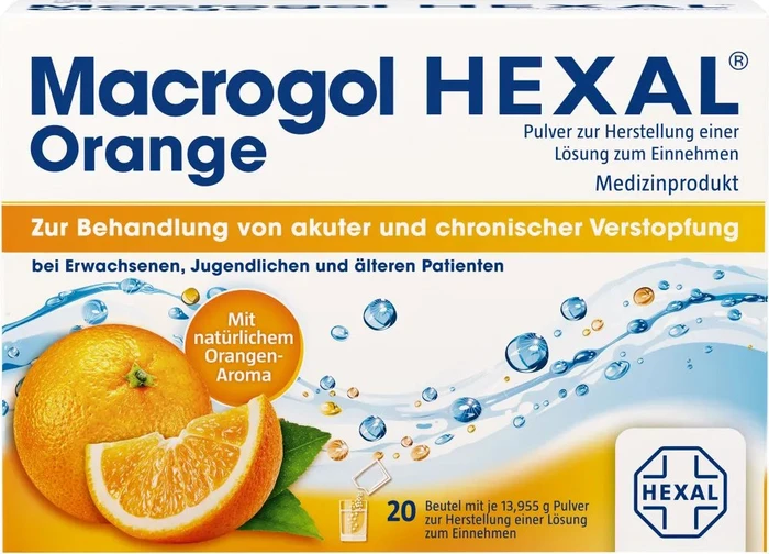 Hexal Macrogol Hexal Orange Pulver Beutel, 20 Stück
