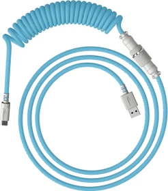 HP HyperX Coiled Cable USB-C auf USB-A, Tastaturkabel (Spiral-Textilkabel), 1.22m, blau/weiß