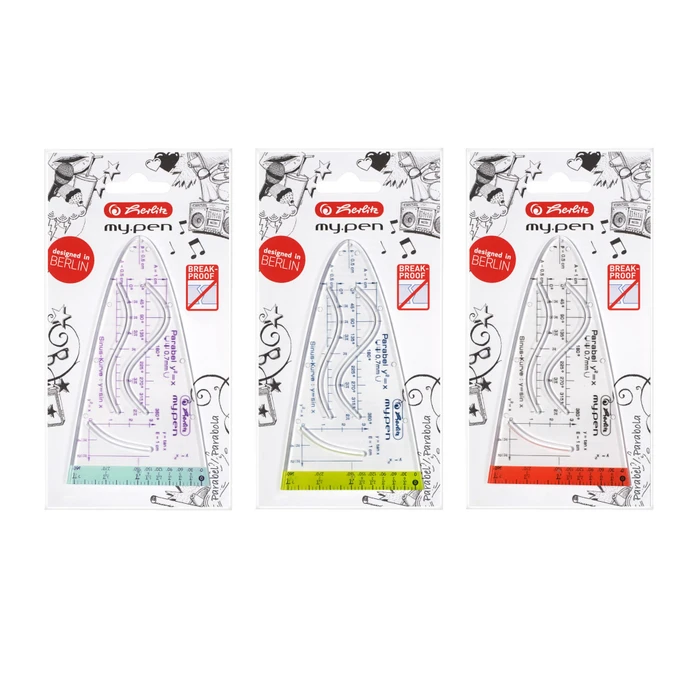 Herlitz my.pen Parabelschablone, gelb/transparent/rot/blau