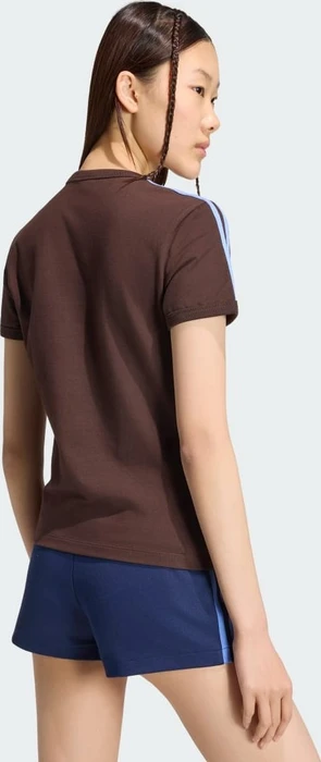 adidas 3-Streifen Slim T-Shirt kurzarm aurora coffee/blue fusion (Damen)