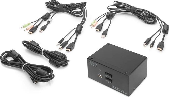 Digitus KVM-Switch, 2-Port, Dual-Display, 4K, HDMI, 2-fach KVM-Switch