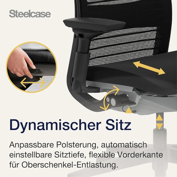 Steelcase Think Bürostuhl mit Armlehnen, schwarz