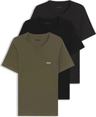 Hugo Boss Baumwolle Logo 3er-Pack T-Shirt kurzarm schwarz/grau/grün (Herren)