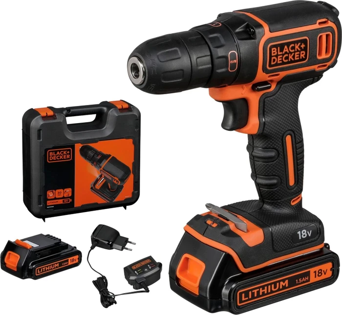 Black&Decker BDCDC18KB Akku-Bohrschrauber inkl. Koffer + 2 Akkus 1.5Ah