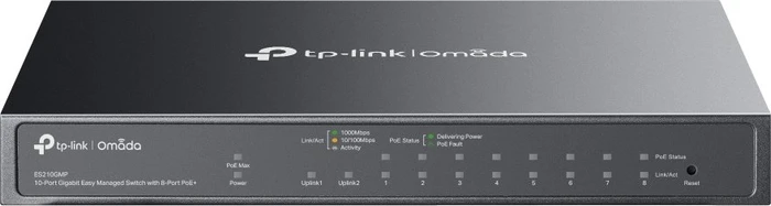 TP-Link Omada ES210 Desktop Gigabit Managed Switch, 9x RJ-45, 1x RJ-45/SFP, 123W PoE+