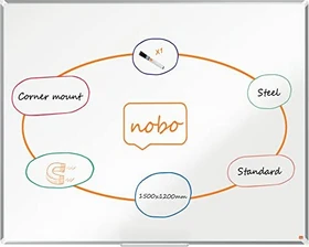 Nobo Whiteboard Premium Plus, Stahl, weiß, 120x150cm