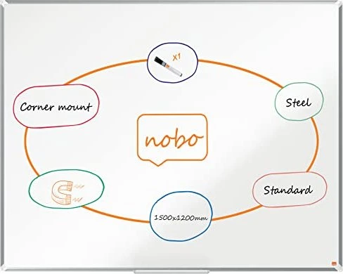 Nobo Whiteboard Premium Plus, Stahl, weiß, 120x150cm