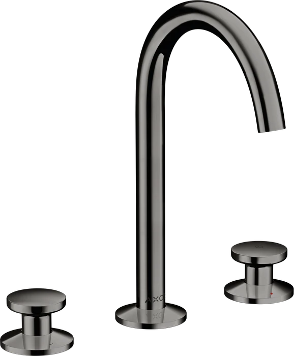 Hansgrohe Axor One 3-Loch Waschbeckenarmatur Select 170 Push-Open Ablaufgarnitur polished black chrome