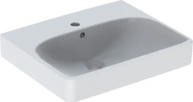 Geberit Smyle Square Handwaschbecken 50cm, Hahnloch mittig, mit Überlauf, weiß