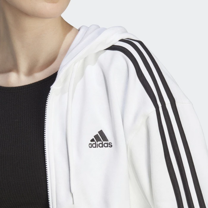 adidas Essentials 3-Streifen French Terry Bomber Hoodie weiß/schwarz (Damen)