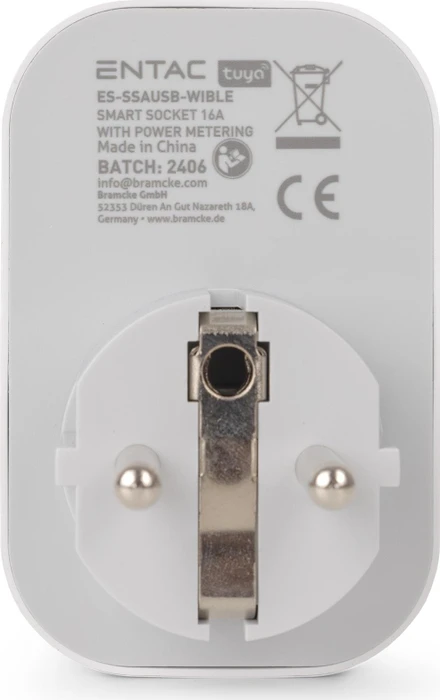 Entac Smart Einzelsteckdosenadapter weiß, 1x USB-C/2x USB-A, Typ F, Smart-Steckdose