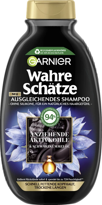 Garnier Wahre Schätze Aktivkohle & Schwarzkümmelöl Shampoo, 250ml