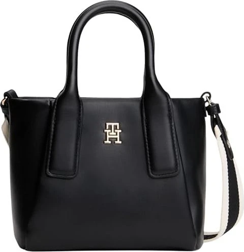 Tommy Hilfiger Essential Crossbody-Tote-Bag mit Metallic-Logo Handtasche schwarz