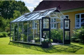 Juliana Premium 13m² 3mm Sicherheitsglas Gewächshaus blank/schwarz