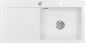 systemceram Mera 100 SL F Einbau Becken rechts mit Ablauffernbedienung polar