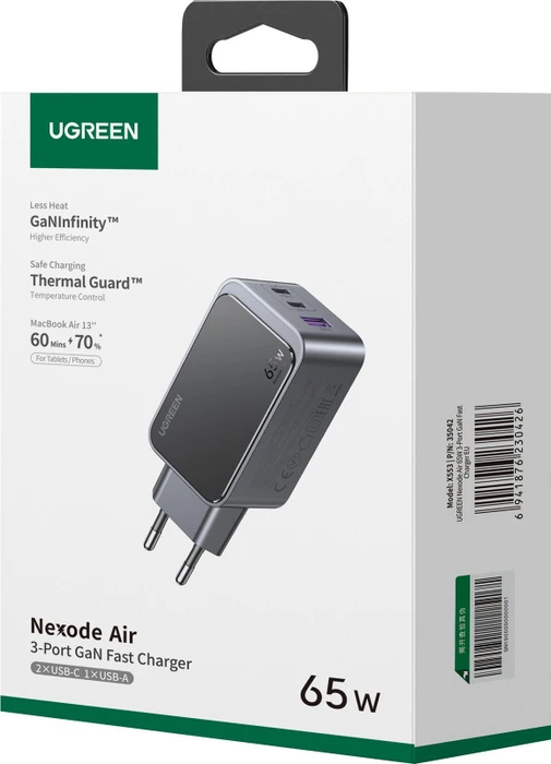 Ugreen Nexode Ladegerät X553 GaN 65W schwarz/grau