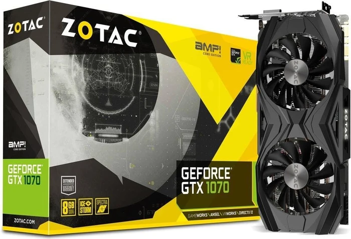 Zotac GeForce GTX 1070 AMP Core Edition, 8GB GDDR5, DVI, HDMI, 3x DP