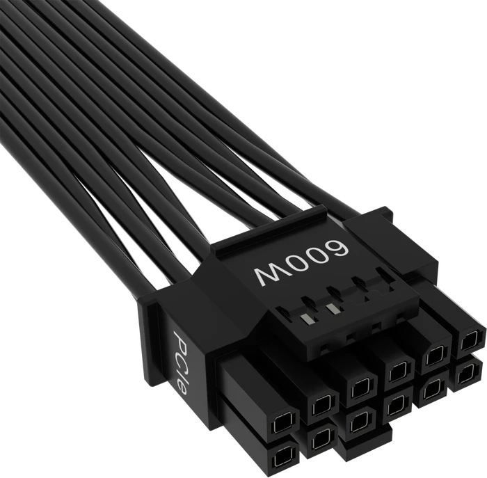 Corsair PSU Cable Type 4 - 600W PCIe 5.0 12VHPWR, 2x 8-Pin PCIe Stecker auf 16-Pin PCIe 5.0 12VHPWR Stecker, Adapterkabel, schwarz, 65cm
