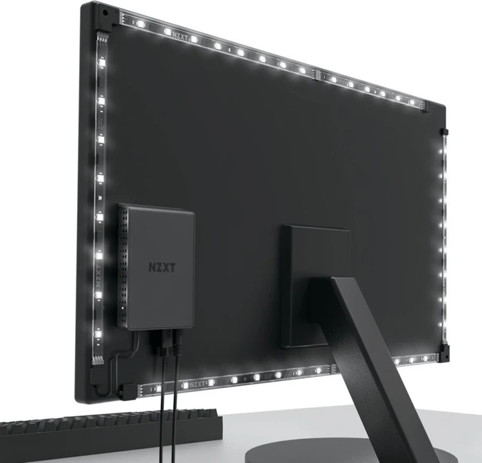 NZXT HUE 2 Ambient V2 RGB Lightning Kit, LED Controller für 21"-25", 34"-35" Ultrawide Monitore, schwarz, RGB-Beleuchtungsset