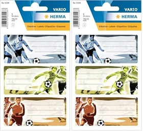 Herma Buchetiketten Fußball, 76x35mm, mehrfarbig, 3 Blatt (9 Etiketten)