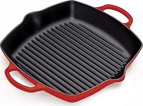 Le Creuset Grillpfanne aus Gusseisen hoch quadratisch 30x30cm kirschrot