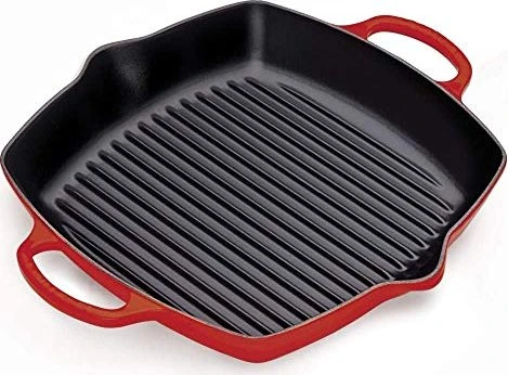Le Creuset Grillpfanne aus Gusseisen hoch quadratisch 30x30cm kirschrot