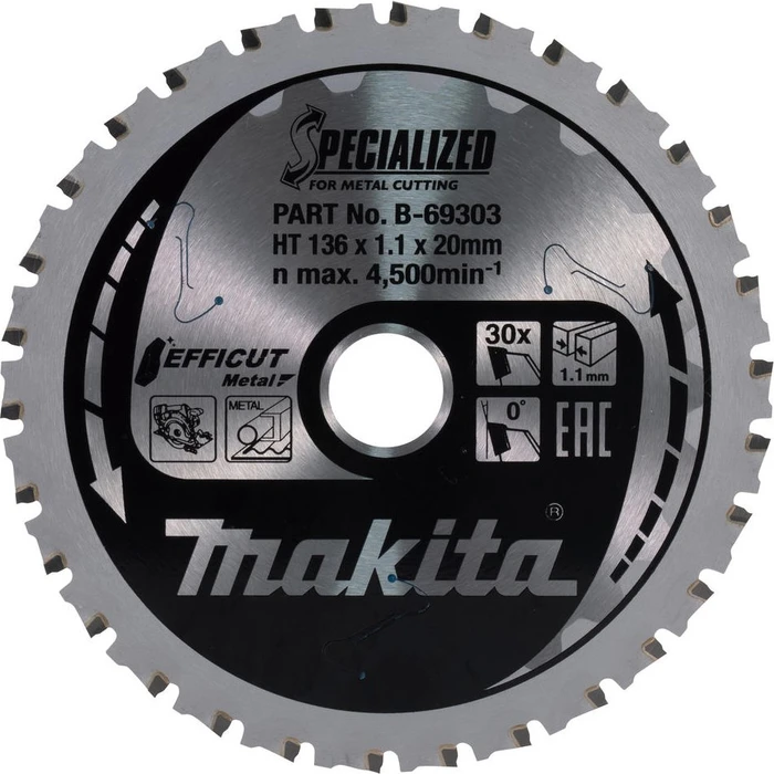 Makita Specialized Efficut Kreissägeblatt 30Z, 136x1.1x20mm, 1 Stück