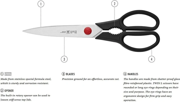 Zwilling Twin L Vielzweckschere, Universalschere, beidhändig, 205mm, schwarz