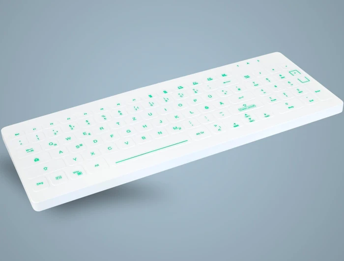 Contour Design Active Key kompakte Hygiene-Tastatur mit Nummernblock, weiß, LEDs grün, wischdesinfizierbar, USB, DE