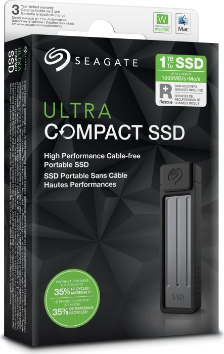 Seagate Ultra Compact SSD +Rescue 1TB dunkelgrau, USB-C, USB 3.2 Gen 2×1