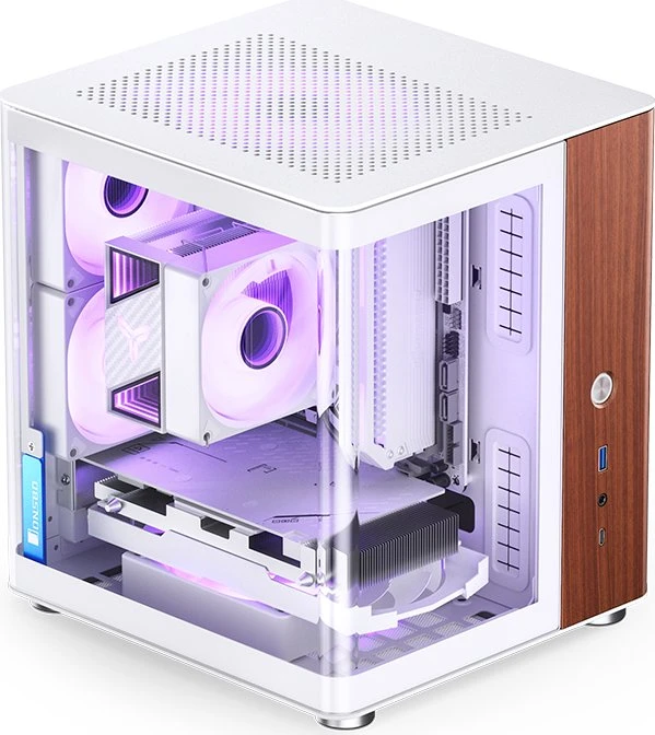 Jonsbo TK-0 White, weiß/braun, Glasfenster, Mini-ITX