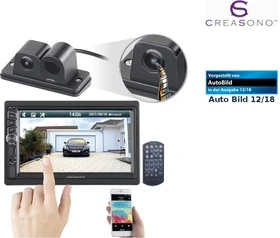 Creasono 2-DIN-MP3-Autoradio mit Touchdisplay und Farb-Rückfahrkamera