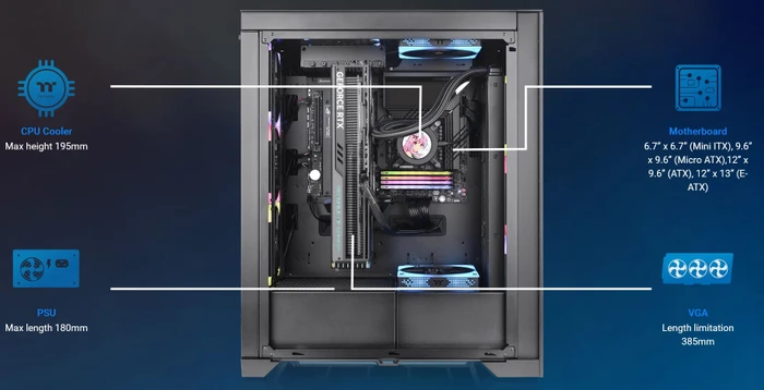 Thermaltake CTE T500 TG ARGB, schwarz, Glasfenster